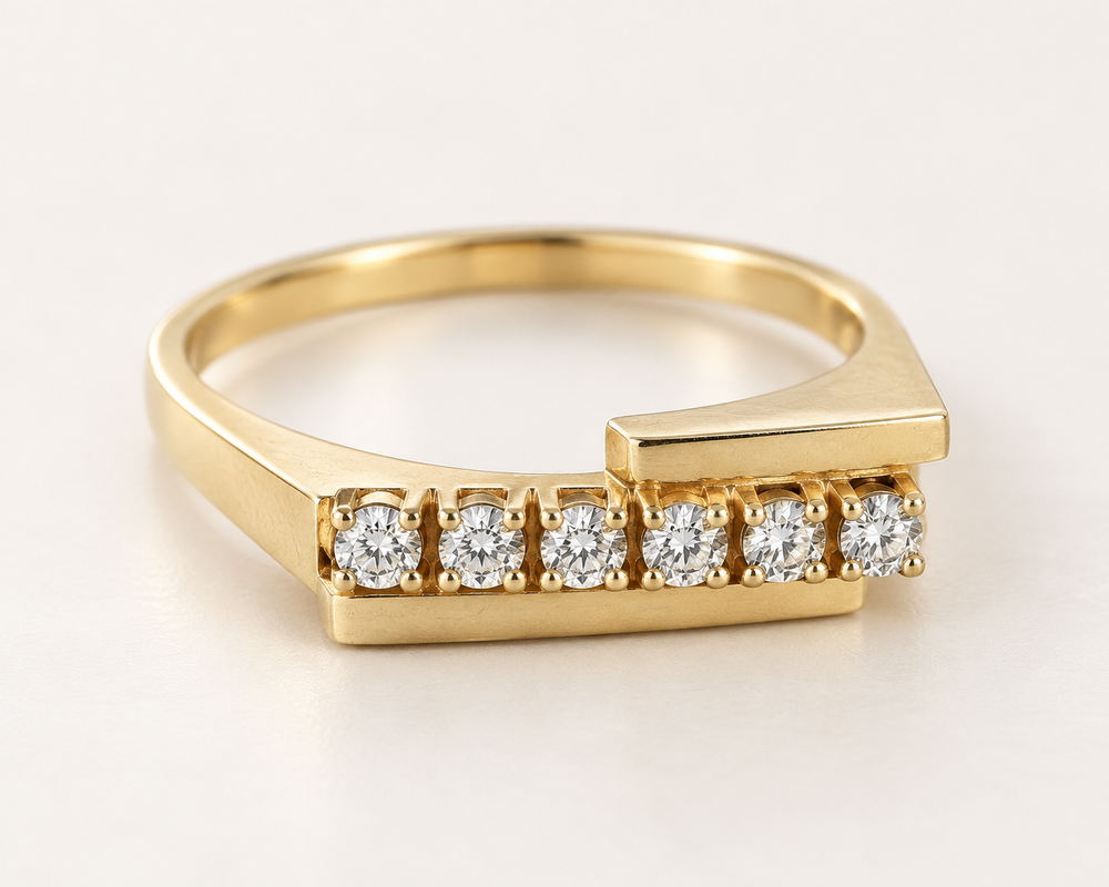 The Golden Line ring, 14k yellow gold, front view