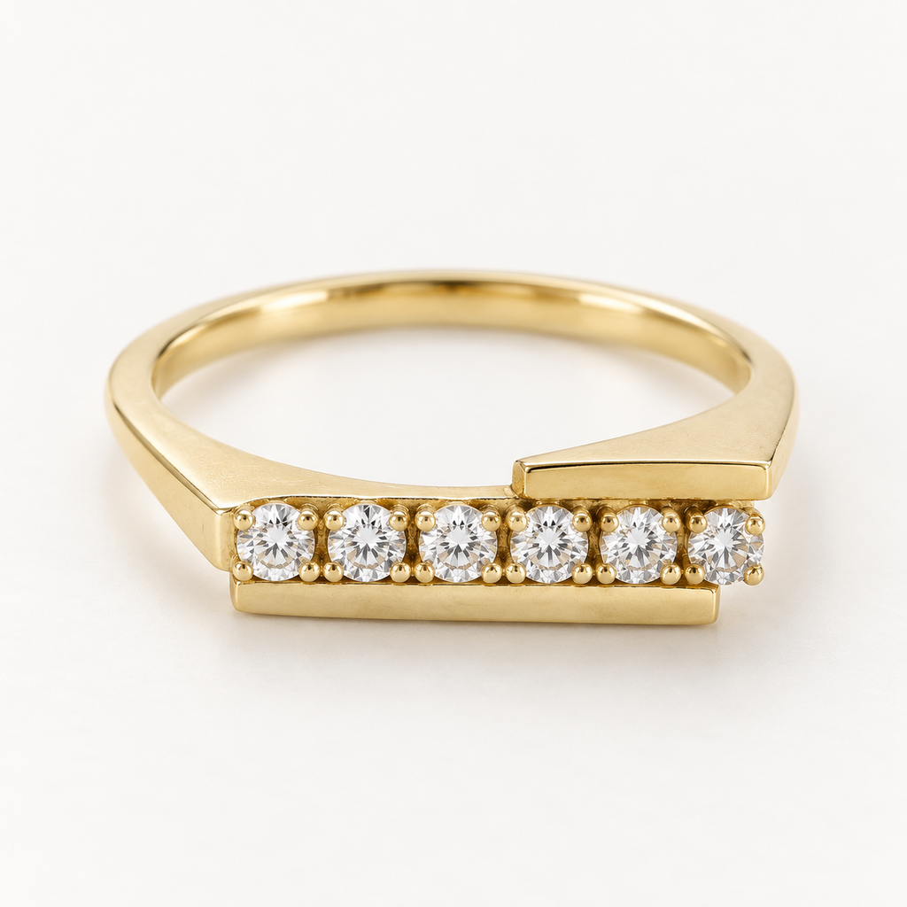 The Golden Line ring, 14k yellow gold, straight front view