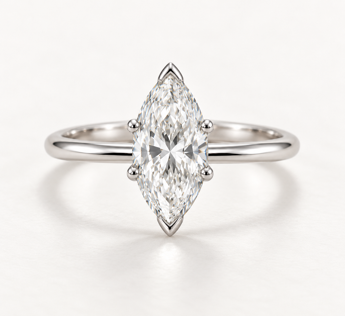 The White Leaf ring, 14k white gold, front view