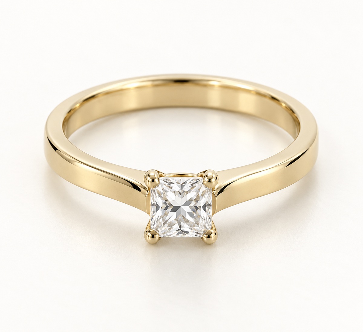 The Sun Square ring, 14k yellow gold, front view