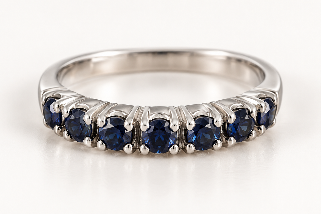 The Sapphire Crown ring, 14k white gold, front close-up