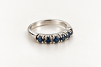 The Sapphire Crown ring, 14k white gold, wide side angle view