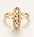 The Three Lights ring, 14k yellow gold, front view