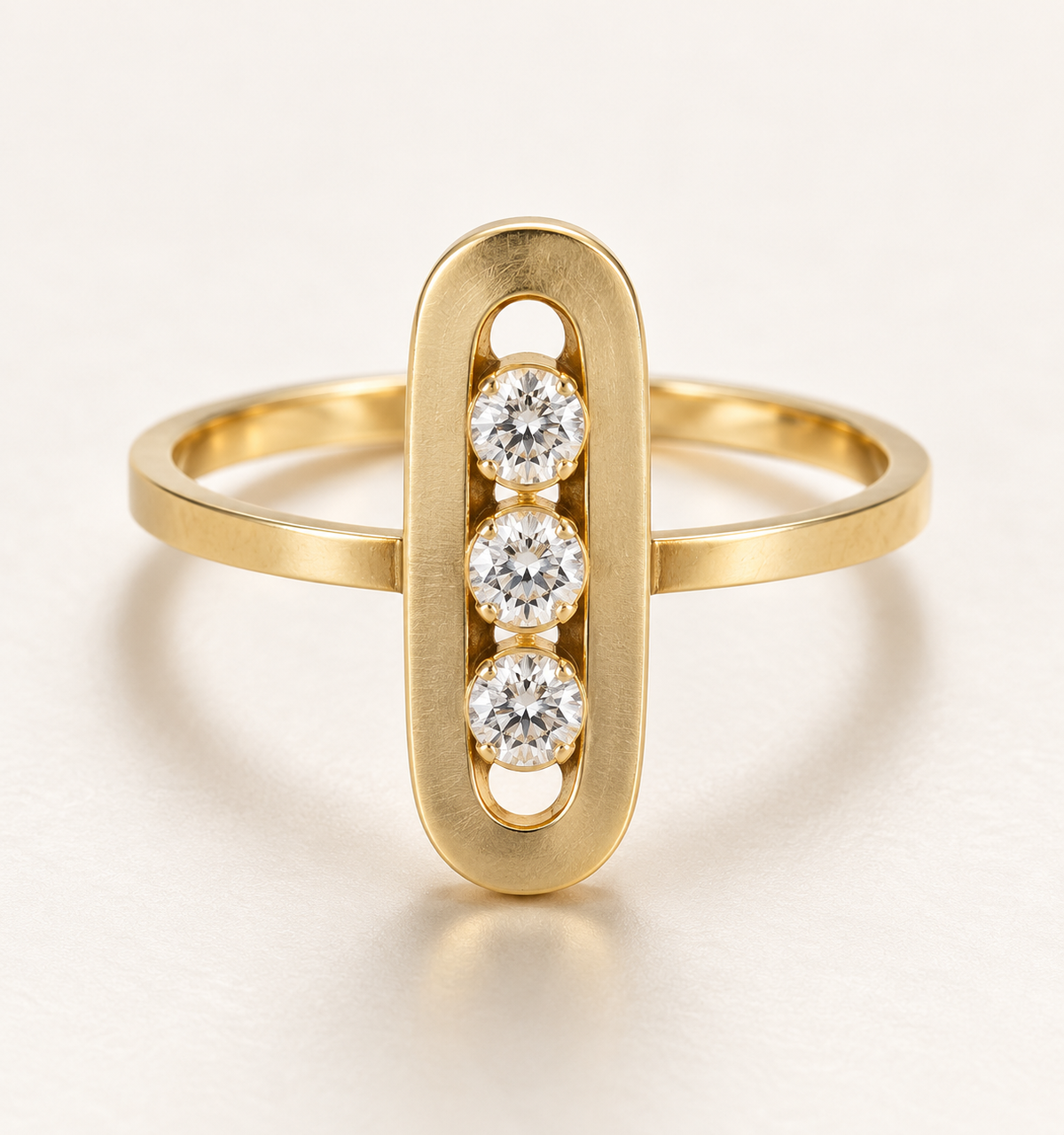 The Three Lights ring, 14k yellow gold, front view