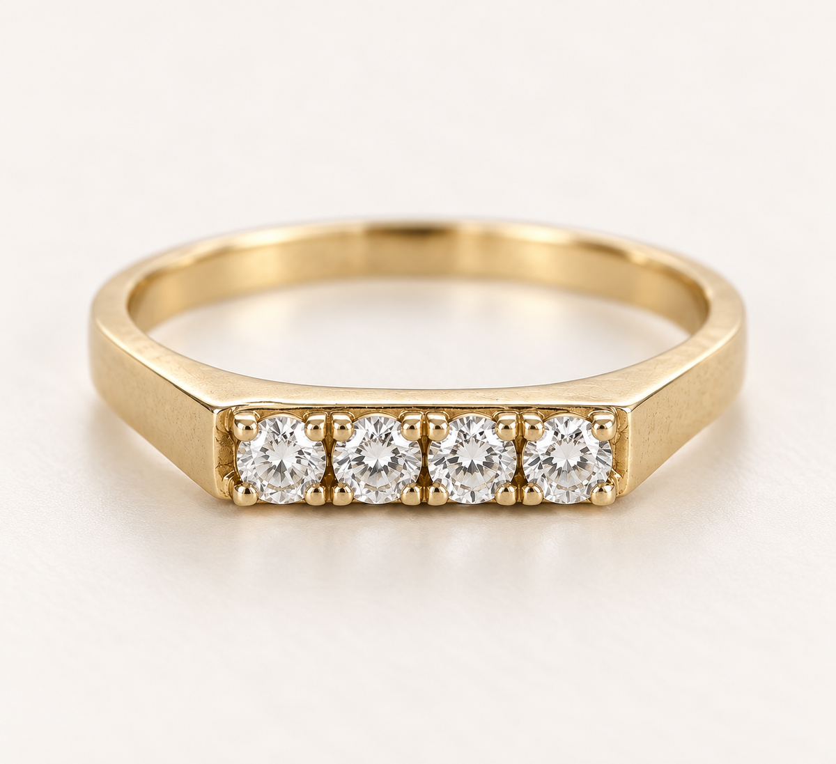 The Quartet ring, 14k yellow gold, front view