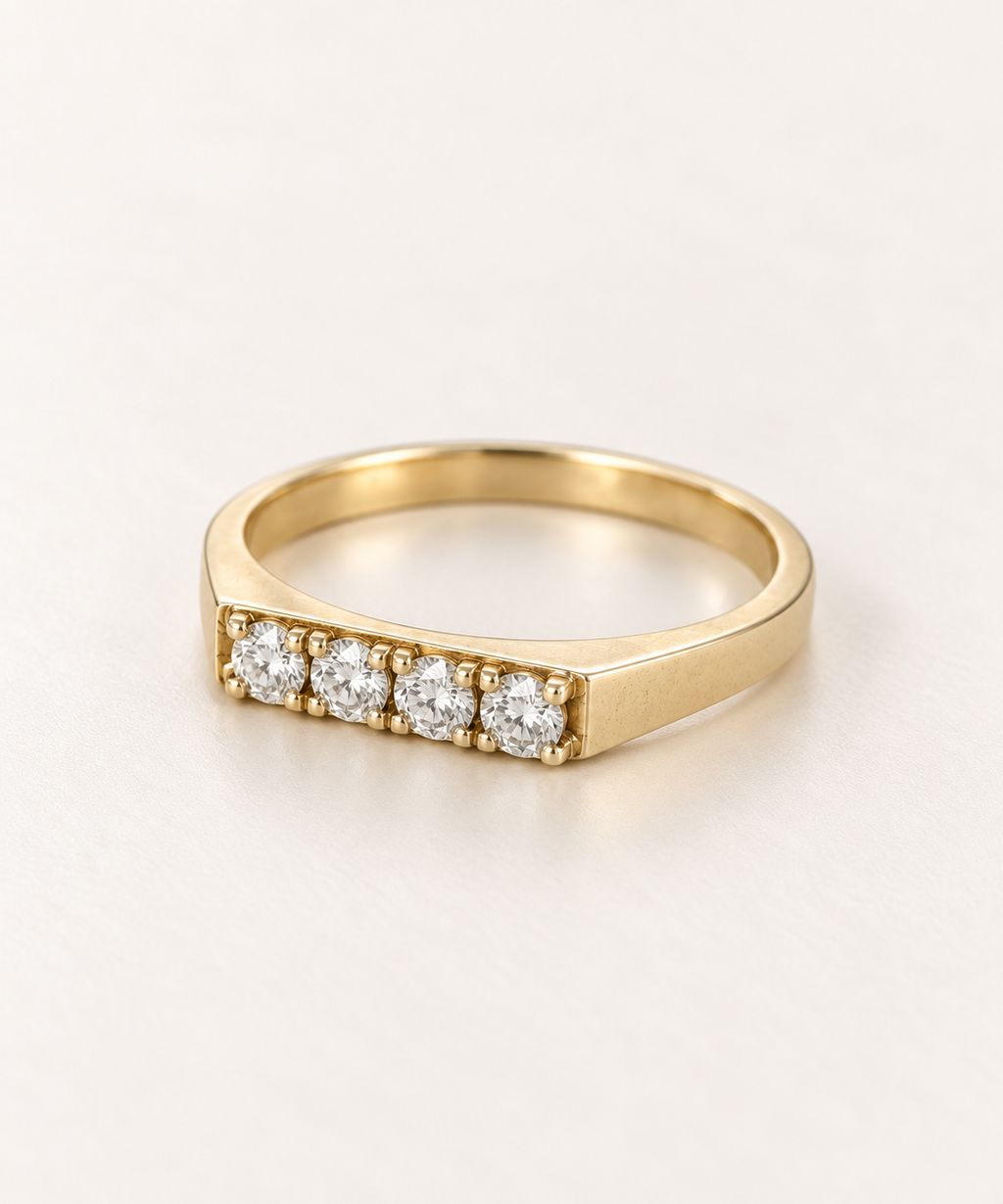 The Quartet ring, 14k yellow gold, side three-quarter view