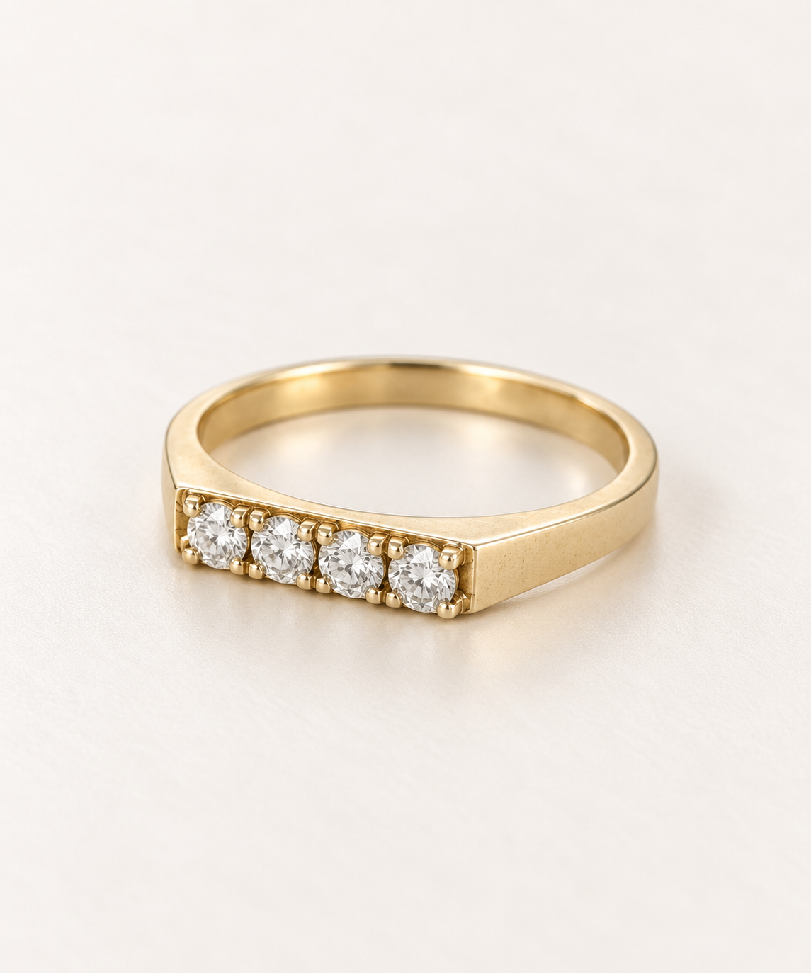 The Quartet ring, 14k yellow gold, side three-quarter view