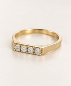 The Quartet ring, 14k yellow gold, soft side three-quarter view