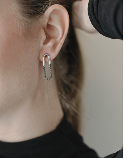 Silver arc Drop Earrings