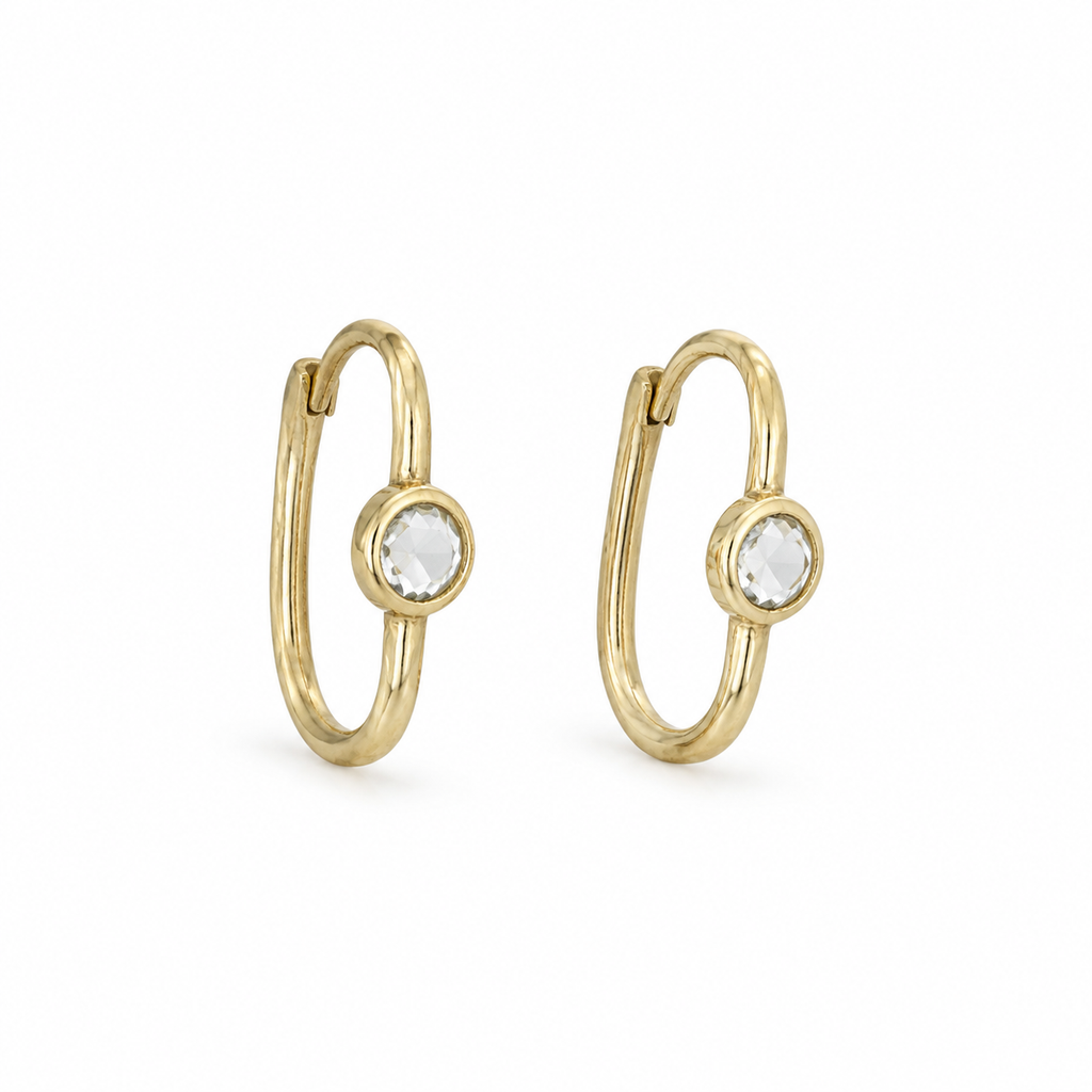 14k Gold aqua marine  Hoop Earrings