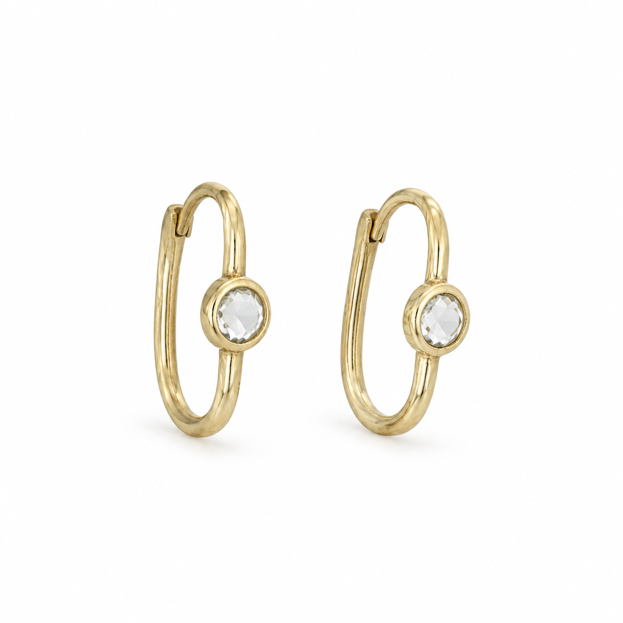 14k Gold aqua marine  Hoop Earrings