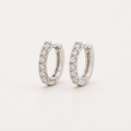 14k white gold little hoops |עגילי חישוק משובצים