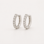 14k white gold little hoops |עגילי חישוק משובצים