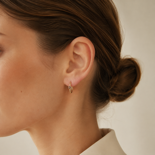 14k Gold Amethyst Hoop Earrings