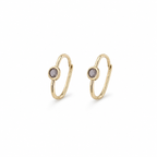14k Gold Amethyst Hoop Earrings