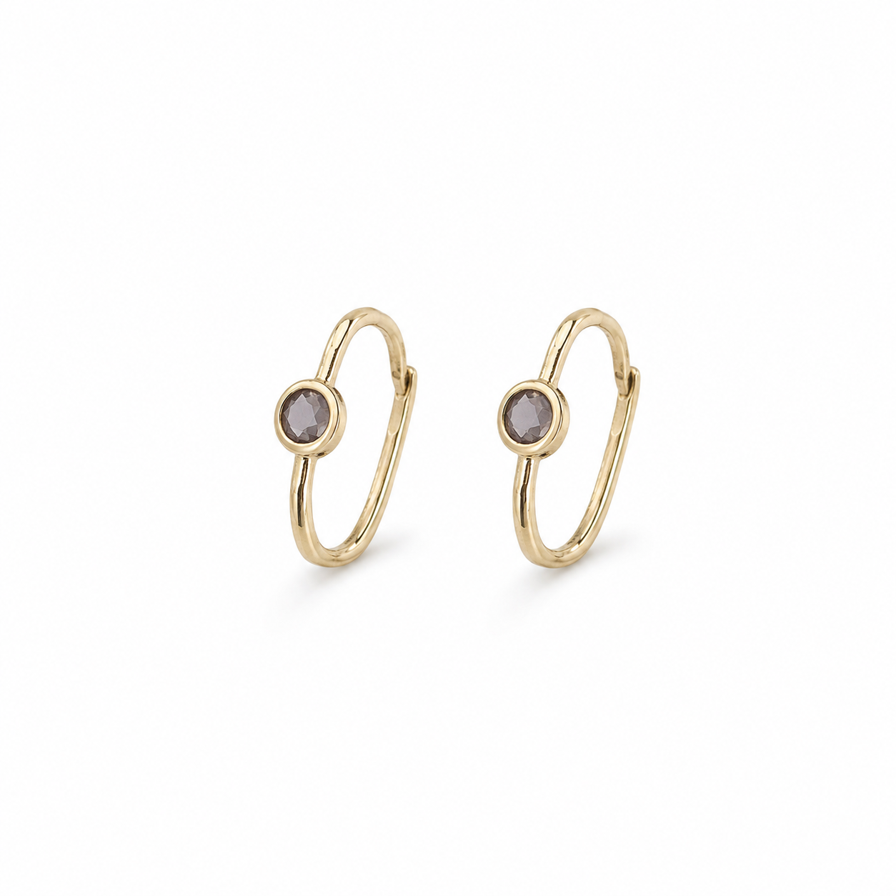14k Gold Amethyst Hoop Earrings