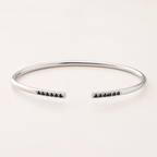 14k White Gold Bangle with Lab Black Diamonds