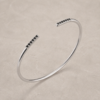 14k White Gold Bangle with Lab Black Diamonds