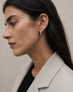 14k yellow gold little hoops |עגילי חישוק משובצים