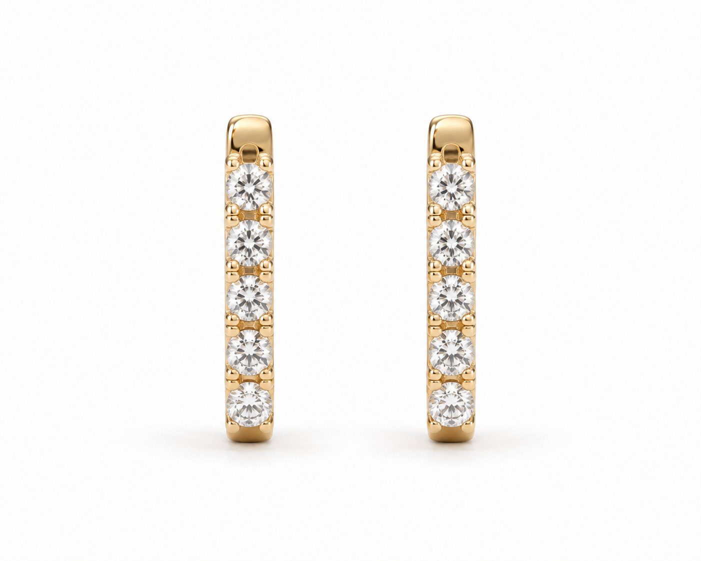 14k yellow gold little hoops |עגילי חישוק משובצים
