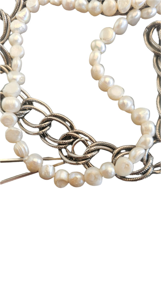 Layered gourmet pearls necklace