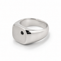 Men's Silver Signet Ring with Black Diamond | טבעת חותם כסף לגבר עם יהלום שחור