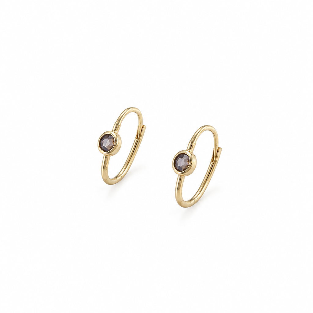 14k Gold Amethyst Hoop Earrings