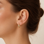 14k Gold aqua marine  Hoop Earrings
