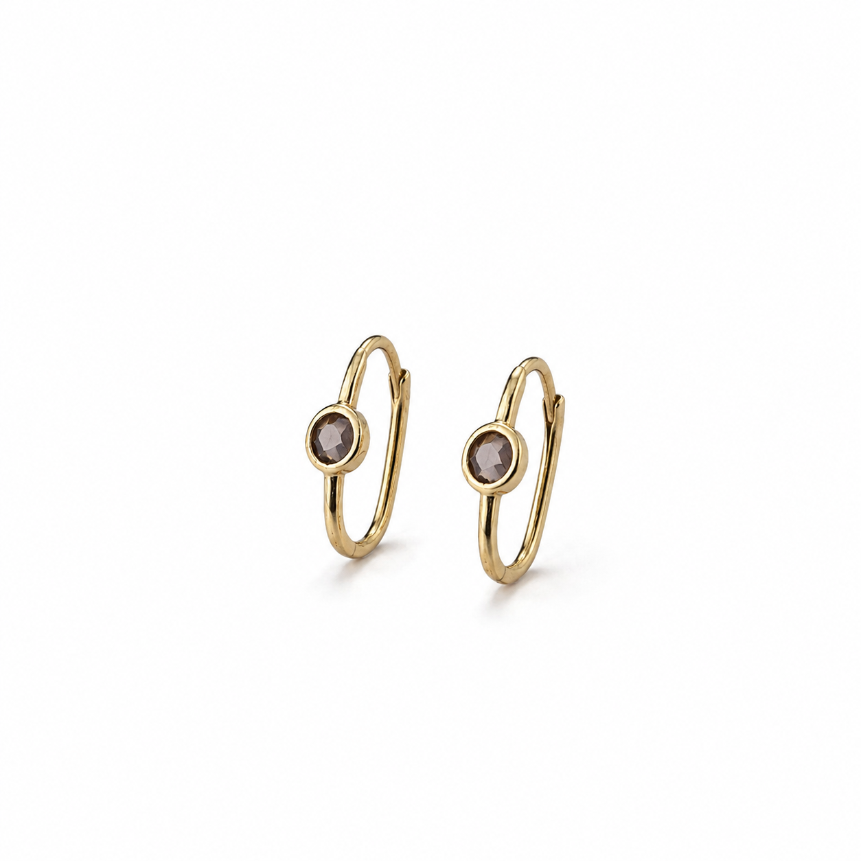 14k Gold Amethyst Hoop Earrings
