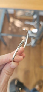 14k White Gold Bangle with Lab Black Diamonds