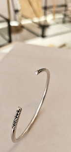 14k White Gold Bangle with Lab Black Diamonds